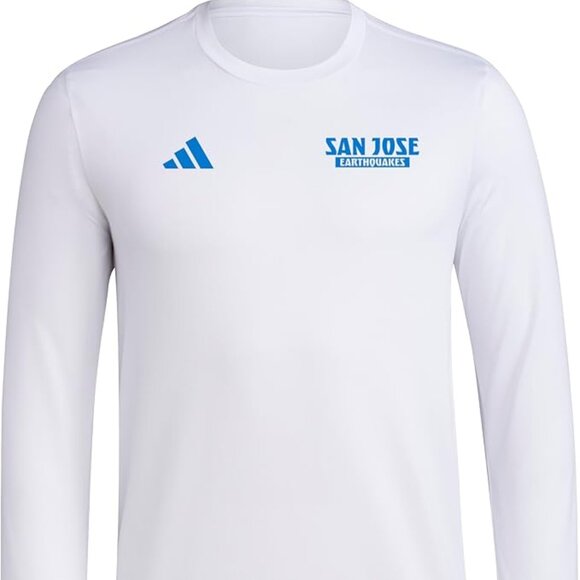 BRAND NEW adidas Men's San Jose Earthquakes Pre-Game Large Long Sleeve T-Shirt - Picture 1 of 2